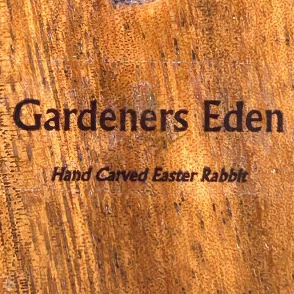 Gardeners Eden, Handcarved Wooden Easter Rabbit Figurine, Made In Philippines - Picture 4 of 9